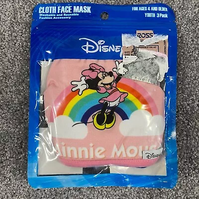 Disney Cloth Face Mask Minnie Mouse Youth Pack Of 3 Ages 4+ • $4.99