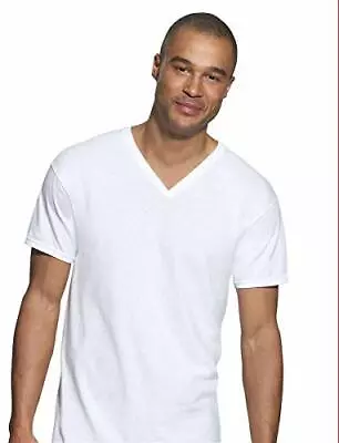 Hanes Men's ComfortSoft White V-Neck T-Shirt Size Medium Pack Of 3 • $8.99