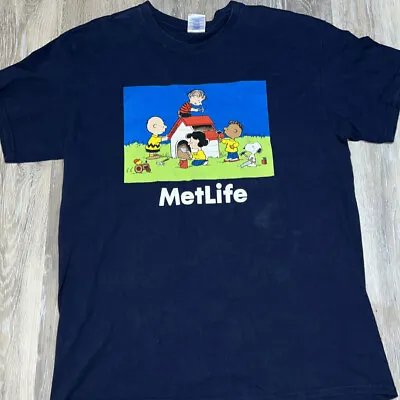 Peanuts SNOOPY METLIFE (LG) T-Shirt Volunteer WOODSTOCK LINUS LUCY CHARLIE BROWN • $19.99