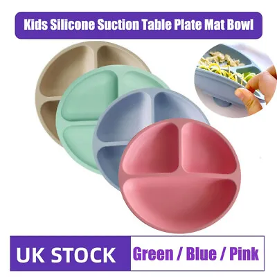 Silicone Suction Table Plate Mat Bowl Tray Placemat Food Feeding For Baby Kids • £5.99