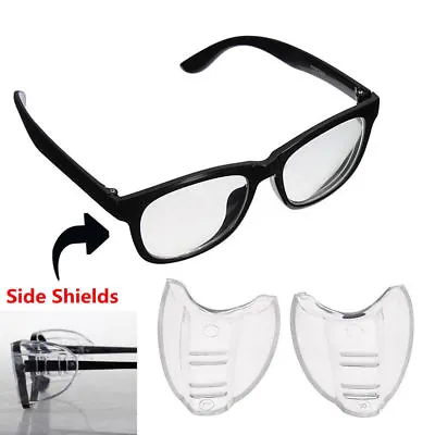 £4.99 • Buy 2 X Clear Side Shields Universal Fit Flexible For Eye Glasses Safety Glasses