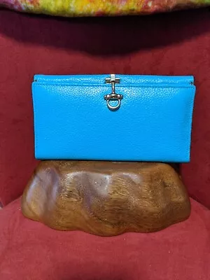 🌺NWOT Vera Palle Italy Genuine Leather Women Wallet Baby Blue Multicolor NICE🌺 • $25