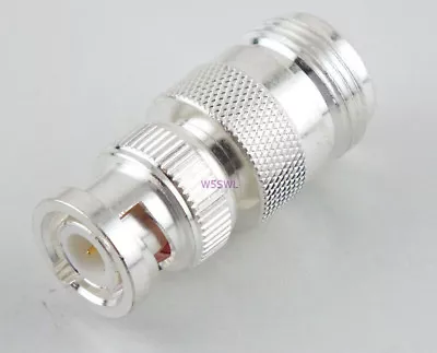 BNC Male To N Female Coax Adapter Connector Silver - USA Ham Radio Seller • $6.59