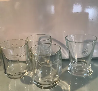 Replacement La Rochere Dragonfly Tumblers (3) & (1) Double Old Fashion Bee Glass • $49.99