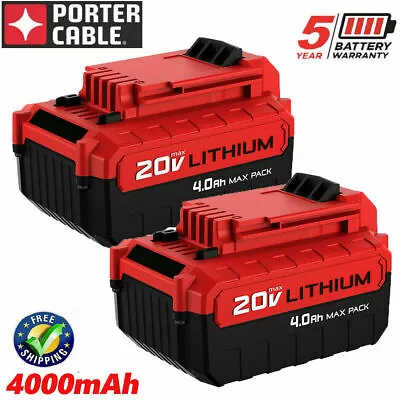 2Pack 4.0Ah 20 Volt Lithium-Ion Battery For PORTER CABLE 20V Max PCC680L PCC685L • $45.98