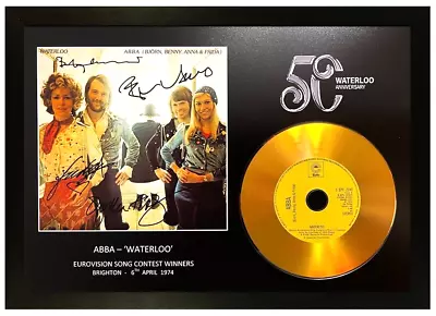 Abba -waterloo 50th Anniversary 'signed' Pic Gold Disc Collectable Memorabilia • £17.99