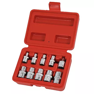 10pc E-Sockets Set Female E-Torx Star Chrome Vanadium 1/4  & 3/8  E4-E14 + Case • $9.51