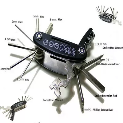 $16.55 • Buy Motorcycle Repair Tool Bike Accessories 15-in-1 Allen Key Hex Wrench Screwdriver