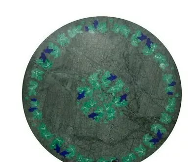 36  Green Marble Round Table Semi Precious Stone Inlay Handicraft Work • $1570.69