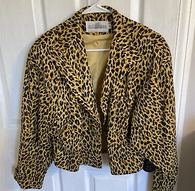 Junior House Vintage Jacket 12 Short Cropped Leopard Print Lined Dolman Sleeves • $40