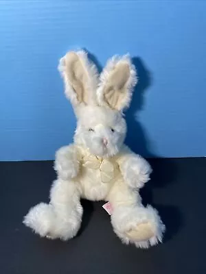 Russ Berrie Plush Bunny Roaker White Rabbit Bow Easter Toy Wire Ears Lovey 16” • $7.79