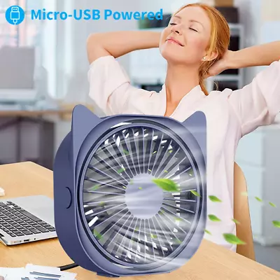 Portable Cooling Fan USB 360° Small Desktop Desk Quiet Computer 3 Speeds Mini AU • $10.89