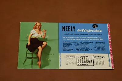 Elvgren Calendar Pin Up Ink Blotter Neely Enterprises - Cold Front March 1960 • $12.95