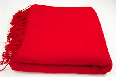 Very Warm And Soft Wool Yak Woolen Shawl Wrap - 80  X 32  Inches - Red Color • $27.95