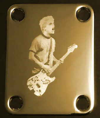 GUITAR NECK PLATE - Engraved PhotoEtched - BILLIE JOE ARMSTRONG Green Day - GOLD • $18.99