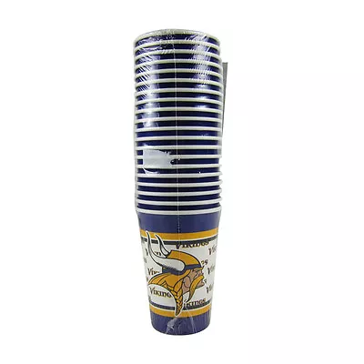 New NFL Minnesota Vikings 20 Disposable 16oz Paper Cups Party-Ware Supplies • $11.53