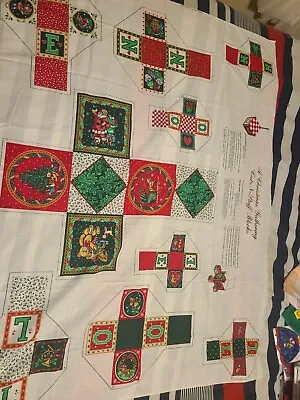 $11.98 • Buy Vtg Fabric Panel Wamsutta Hallmark Cards-A Christmas Gathering Cut N Stuff Block