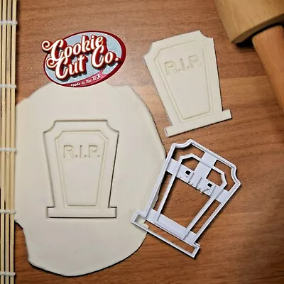 Tombstone Halloween Embosser Cookie Cutters Fondant -3D Printed-CookieCutCo • £3.99