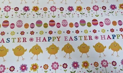 2 Sheets Easter Egg Wrapping Paper Gift Wrap Decorated Eggs And Chick Design • £2.99