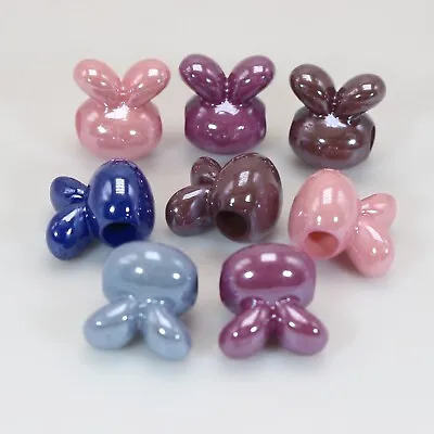 50 Mixed Color Acrylic Mouse Head Bunny Rabbit Charm Beads 16mm With Big Hole • $5.99
