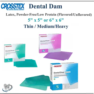 Dental CROSSTEX DENTAL DAM 5  X 5  6  X 6  Thin Medium Thick - All Sizes • $49.95