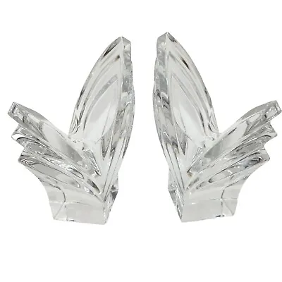 Mikasa Art Deco Midcentury Modern Clear Glass Crystal Candle Holders Set Of Two • $15.71