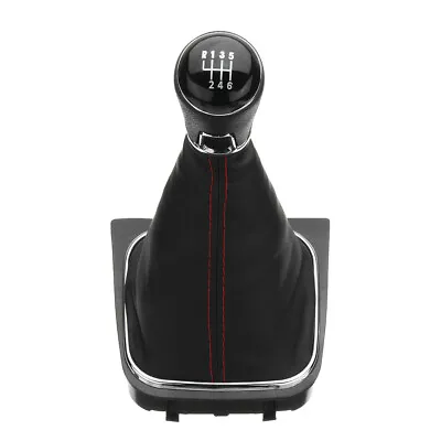 6 Speed Gear Shift Knob W/ Black Leather Boot For VW Golf MK 5 6 GTI GTD 2004-13 • $20.67