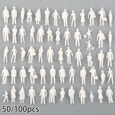 50/100 Pcs Gauge 1:75 Railway Train Mixed Unpainted People Figures Model • £3.66