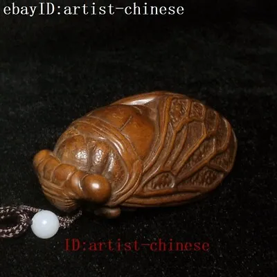 £25.80 • Buy L 3 Inch Old Chinese Boxwood Hand Carved Cicada Statue Netsuke Gift Collection