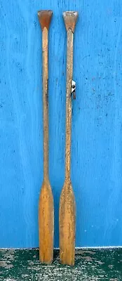 Old Vintage 2 Paddles Wooden Paddle Oars  63  Long With  GREAT PATINA • $79.88