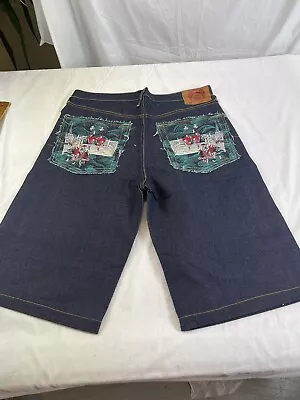 NWT Red Monkey RMC Edo Period Embroidery Jeans Shorts 38 Y2K Hip Hop • $70