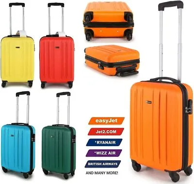 55cm Hard Shell 4 Wheel Spinner Cabin Trolley Hand Luggage Suitcase Carry On Bag • £26.99