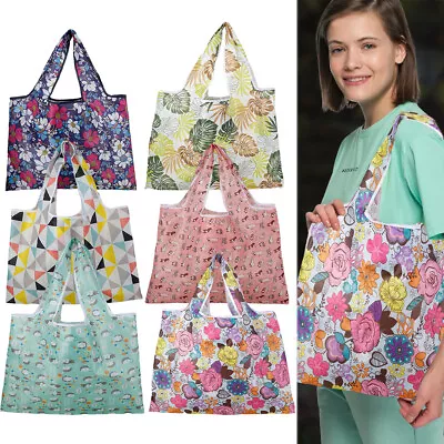 6Pcs Reusable Shopping Tote Bags Large Capacity Groceries Bags Foldable Agn • $22.29