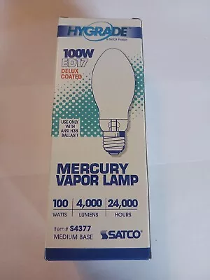 Satco 100w ED17 Delux Coated Mercury Vapor Lamp Light Bulb S4377 • $12.99