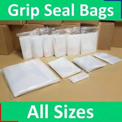 GRIP SEAL BAGS Self Resealable Clear Polythene Poly Plastic Zip Lock - All Sizes • £1.89