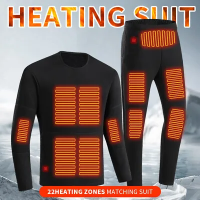 Heated Jacket Vest Underwear Suit Winter Electric Heating Warm Pant USB UK • £55.19