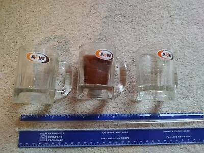 3 A&W Vintage Logo AW Root Beer Mugs 3 1/4” Tall • $27.50