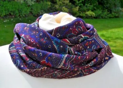 Scarf In Liberty Varuna Wool Unique Paisley Blue And Multi • £27.99