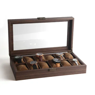 Mens 2 6 10 12 Grids Wooden Watch Display Case Collection Storage Holder Cases • $73.69