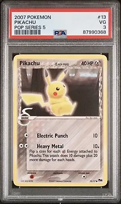 *POP 2* Pikachu Delta Species 13/17 Pop Series 5 Pokemon - Promo Rare 2007 PSA 3 • $30