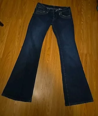 Vintage Von Dutch Woman Dark Wash Flare Jeans Size 29 Low Rise Y2K Flap Pockets • $29