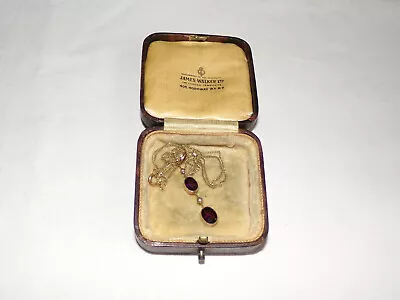 Vintage Edwardian 9ct Gold Necklace With Amethyst Stone Pendant In Box • £140