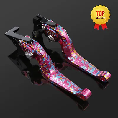 FXCNC 3D Camouflage Camber Brake Clutch Levers For Kawasaki Motorcycle Models • £97.99