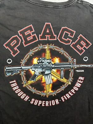 7.62 Design Men’s XL Black T Shirt Peace Through Superior Firepower • $16