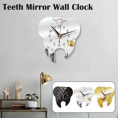 Dentist Mirror Wall Clock Tooth Shaped Wall Clock Dental Wall Clock Dental Gifts • $5.64