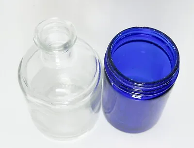 Lot Of 2 Vintage Mid-century Jars Bottles  - 1 Vicks Vaporub 1 Mod Dep 250 Ml • $23