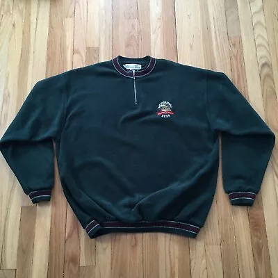 VTG 90s Moosehead Beer Fleece Quarter Zip Sweatshirt XL Canada Green • $36.99