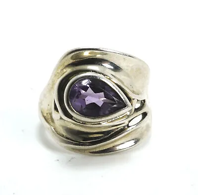 HG Hagit Gorali Modernist Sterling Silver Amethyst Ring Size 9 • $100