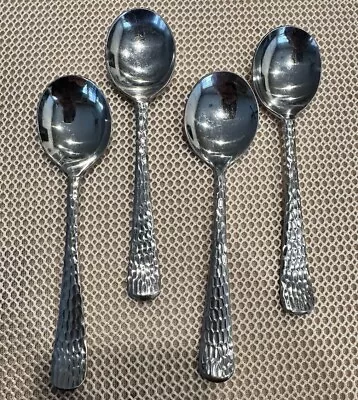 Vintage Brandware Hammered Pattern Soup Spoons • $8