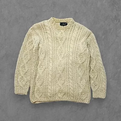 Vtg 60s 70s Sears Virgin Wool Cable Knit Sweater Made In Italy Roebuck M 50's • $89.99